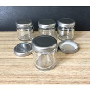 Resim mobilreyon - 10 Adet 40 Cc Cam Kavanoz - Gümüş Kapak - Hediyelik , Hobi , Düğün , Nişan-mini Kavanoz 