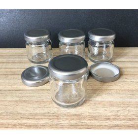 Resim mobilreyon - 10 Adet 40 Cc Cam Kavanoz - Gümüş Kapak - Hediyelik , Hobi , Düğün , Nişan-mini Kavanoz 