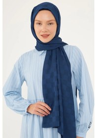 Resim Mirsoy Scarf Dama Desen İpeksi Jakar Şal Lacivert 