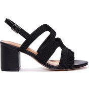 Resim Women's Black Ankle Strap Heeled Sandals Derimod