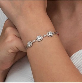 Resim Gümüş Üçlü Kare Kadın Bileklik 