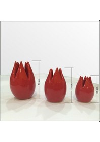 Resim 3 Kırmızı Laleler Kartvizitlik Biblo Set 13Cm - 11Cm - 8,5 Cm 