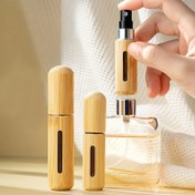 Resim 2 Adet Düz Tabanlı Şarj Edilebilir Parfüm Şişeleri Yüksek Kalite Bambu Kabuklu Zarif Sprey 5ml + 8ml Yeniden Kullanılabilir Küçük Şişeler - Koruma 