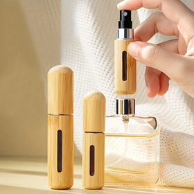 Resim 2 Adet Düz Tabanlı Şarj Edilebilir Parfüm Şişeleri Yüksek Kalite Bambu Kabuklu Zarif Sprey 5ml + 8ml Yeniden Kullanılabilir Küçük Şişeler - Koruma 