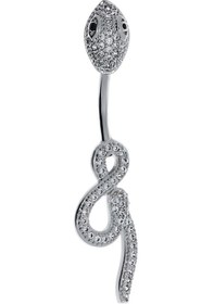 Resim Kadın Yılan Ve Sonsuzluk Model Çelik Piercing Gümüş 