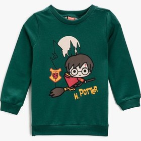 Resim Erkek Bebek Harry Potter Baskılı Pamuklu Bisiklet Yaka Sweatshirt 