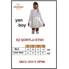 Resim Kız Çocuk Okul Etek Beyaz /ekru Yüksek Bel Içi Şortlu Okul-oyun-spor-23 Nisan Etkinlik Eteği Beyaz 
