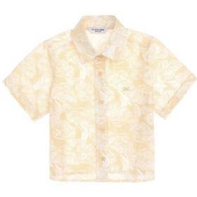 Resim U.S. Polo Assn. Kız Çocuk Açık Sarı Çiçek Desenli Keten Görünümlü Kısa Kollu Gömlek 50307934-VR044 