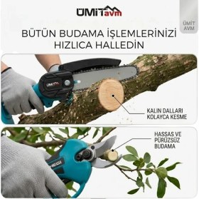 Resim Endüstriyel Ümit Yapı Market 58V Çift Akülü Şarjlı Budama Makası ve Dal Kesme Testeresi Çantalı Set 