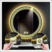 Resim GLOBAL LED MIRROR 80 Cm Günışığı Ledli Tasarım Kumlamalı Dokunmatik Tuşlu Buğu Önleyicili Banyo Aynası Makyaj Aynası 