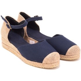 Resim Star Tombis Gerçek Elişi Hasır Jüt Bantlı Günlük Kadın Espadril Handmade Lacivert 