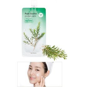 Resim Missha Pure Source Pocket Pack Tea Tree Sivilceli Ciltler için Çay Ağacı Yağı İçeren Uyku Maskesi 10 ML 
