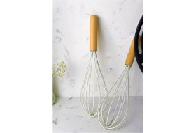 Resim 7 Parça Bambu Saplı Silikon Kepçe Spatula Mutfak Seti Kremrengi 