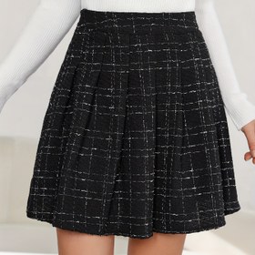 Resim Kadınlar için Şık Pilili Etek, Polyester, Şeffaf Olmayan Ekose Desen, Makinede Yıkanabilir - İlkbahar/Yaz/Sonbahar 