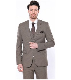 Resim Wessi Kendinden Desenli Slim Fit Açık Kahverengi Erkek Ceket Açık Kahverengi 