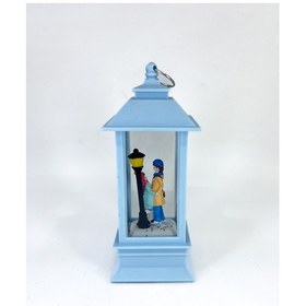 Resim Romantik Kış Masalı Işıklı Kar Küresi - Sevgililer Mavi 