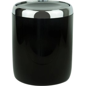 Resim Krom Dekorlu Siyah Döner Kapaklı Çöp Kovası 6 Lt Banyo Mutfak Ofis Için 