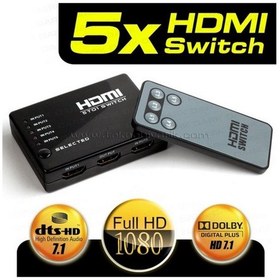 Resim Dark Full Hd 5 Giriş 1 Çıkışlı Uzaktan Kumandalı Hdmı Switch Seç 