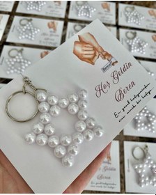 Resim İnci Yıldız Anahtarlık Kişiye Özel - Kına Hediyesi - Söz Hediyesi - Bebek Hediyelik 25 Adet 