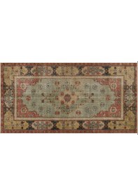 Resim Romantik Vintage Gül Desenli Eskitme Ipek Yün Pers Kilim Eskitme Halı - 110x216 Cm 9925 