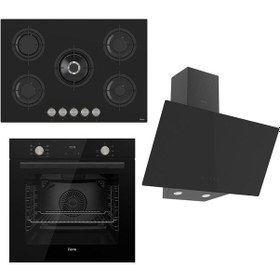 Resim Ferre Flowart Serisi QMS63CS - RS035 - D077 Siyah Ankastre Set 