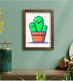 Resim Bk Gift Kaktüs Tasarımlı Doğal Masif Ahşap Çerçeveli Tablo 30X40C (551120376) 