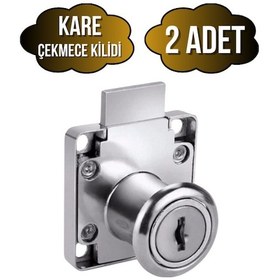 Resim Kare Çekmece Kilidi Anahtarlı Dolap Mobilya Kilidi Kare 2 Adet Krom 