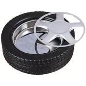 Resim Chuangyinshop Black 1 Parça Paslanmaz Çelik Kauçuk Lastik Küllük Retro Dekoratif Ev Ofis Tepsisi 