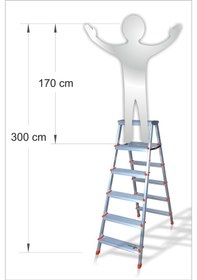 Resim M3 Decorium İki Taraftan Çıkılabilen Açılıp Kapanan Kolay Taşınan Emniyetli Hafif Aluminyum Merdiven Basamak 1 Adet 