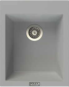 Resim Polex Cristalüx Granit Evye P-05 Gri Tezgah Altı Ve Tezgah Üstü Kare Mutfak Evyesi 41x51 CM 