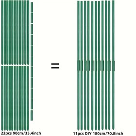 Resim DIY 180cm/70.8" Yeşil Bahçe Bitki Destek ve Bağlantı Kiti, Domates Kafesi Çerçevesi Dayanıklı Plastik Kaplamalı Metal Kazıklar Domatesler, Patlıcanlar ve Üzüm Bitkileri İçin Uygun - 22 Adet 90cm/35.4" Kazık ve 11 Bağlayıcı Dahil 