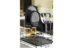 Resim Alper Banyo Ömür Boyu Paslanmaz Siyah Bulaşık Süzgeci Iki Katlı Tabaklık Bulaşıklık Termo Plastik Ka 