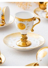 Resim Acar Dıallo 6 Lı Kahve Fincan Takımı Altın - Beyaz 