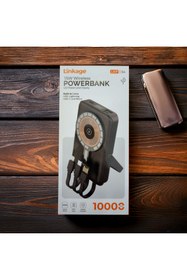 Resim Linkage 15W Kablosuz Powerbank 10000 mAh LED Ekranlı Type-C Lightning Micro USB Dahili Kablo 