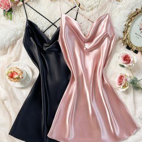 Resim Kadınlar için 2 Parça Elbise Seti, Dört Mevsim Modaya Uygun Seksi Fırfır Detaylı Camisole Gecelik 