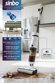 Resim Sinbo SFC-4104 Islak Kuru Yüzey Temizleyici Beyaz – Şarjlı, Sessiz BLDC Motorlu 