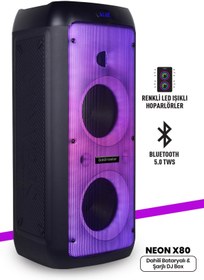 Resim GoldMaster Taşınabilir Şarj Edilebilir Party Box Işıklı Bluetooth Hoparlör 