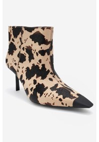Resim Luvishoes Luvi Shoes Rassel Bej Desenli Mat Burunlu Kadın İnce Topuklu Bot Bej 