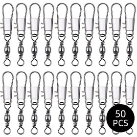 Resim 50 Adet Karbon Çeliği Olta Kovaları Kilitleri ile Top Rulman - Dönen Hızlı Bağlayıcılar için Balık Tackle, Dayanıklı Olta Aksesuarları, Noel ve Yılbaşı Hediyeleri için İdeal 