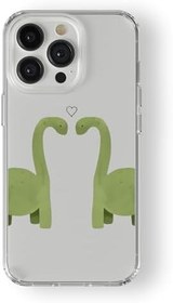 Resim iPhone 16 Pro Max ile Uyumlu Couple Dino Tasarım Baskılı Şeffaf Kılıf 