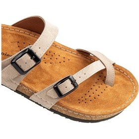 Resim Muya Hush Puppies Baru Anatomik Taban Deri Kadın Terlik Krem 