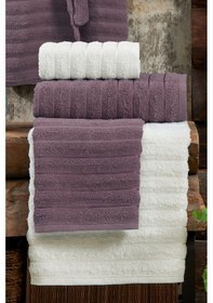 Resim Elart Soft Bornoz Aile Seti 6 Parça 70x135 Cm Mürdüm - Krem Mürdüm 