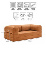 Resim 90x180 Kanepe - Fitilli Kadife Yıkanır Silinir Pratik Yer Yatağı 50 Dns Bondex 90x180cm Kiremit 