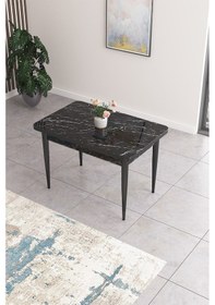 Resim Canisa Concept Nil Serisi 70x110 Sabit Mutfak Masası Takımı Siyah Mermer Desen Masa 4 Siyah Sandalye Masa Siyah/sandalyeler Siyah 