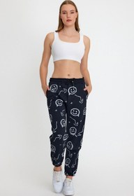 Resim BAV Butik Ayvitrin Unisex Emoji Baskı Oversize Scuba Şardonlu Eşofman Altı Siyah 