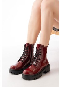 Resim 868-356 Bordo Rugan Bağcıklı Fermuarlı Günlük Kadın Bot 