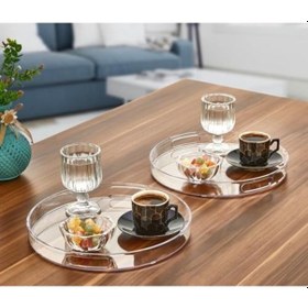 Resim Şık Kristal Kek Fanusu Tutma Saplı 27 Cm İkramlık Sunumluk Yuvarlak Açık Bej 