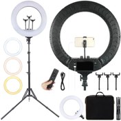 Resim Yussraw Youtuber Makyaj Güzellik 5500k 48w Kuaför Kit Çantalı Ve Kumandalı 18 Inç Işık Mega Boy Ring Light 