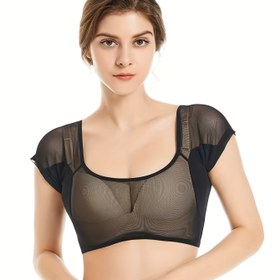 Resim Kadınlar için Şık Açık Göğüs Tasarımlı Şeffaf File Sweatshirt - Nefes Alabilir Hızlı Kuruyan Hafif Üst, Düşük Destekli, Dikişsiz Koltuk Altı File Panelleri ve Dolgusuz Günlük veya Resmi Giyim İçin, Kadın Tarzı Düz Dokulu Kumaş 