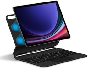 Resim Fuchsia Galaxy X710 Tab S9 Uyumlu 11 inç Ledli Klavyeli Magnetik Tablet Kılıfı 